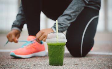 Enjoying his smoothie as part of his balanced diet.