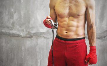 Boxer getting ready to do some rope work.