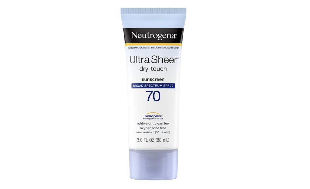Neutrogenar ultra Sheer dry-touch Broad spectrum SPF 70 sweat proof sunscreen