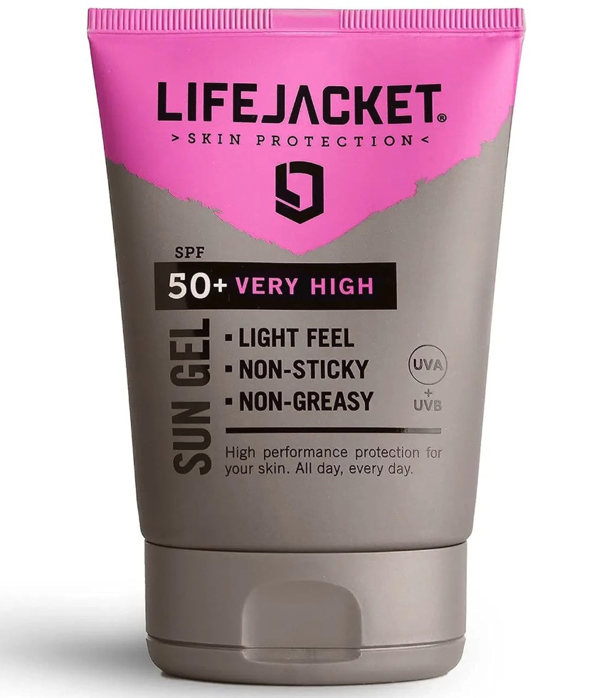 Lifejacket Skin Protection for elite athlete runners. SPF 50+ Very hight. Light feel, non sticky, non greasy